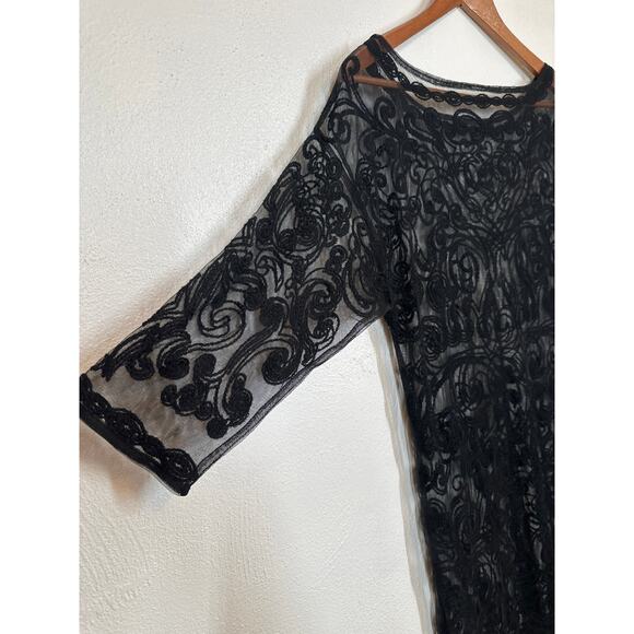 Whimsigoth Black Sheer Mesh Lace Dress M Grunge Dark Romantic Goth - Picture 3 of 12